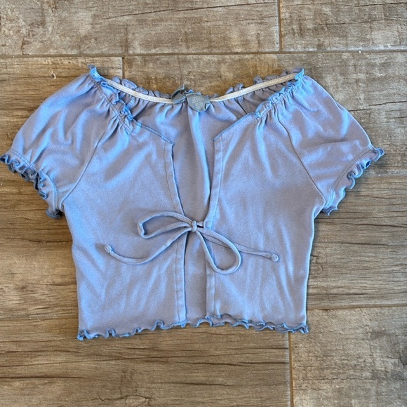 Sky & Sparrow purple tie top carnigan with ruffles🔴 - Picture 1 of 3